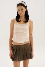 Button pleats skirt - brown