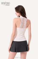 Lady Twist Back Lace Sleeveless Knitwear