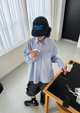 ストライプフリルシャツ