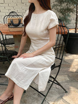 Opil Balloon Sleeve Linen Long One Piece