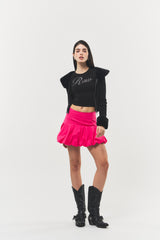 Logo Cubic Crop Top Black