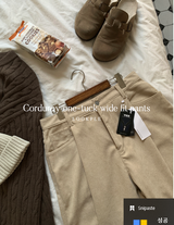 Yogis Wide-Fit Single-Tuck Corduroy Pants
