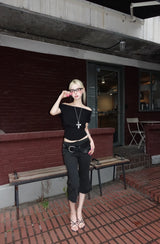 Low Pinstripe Capri Slacks