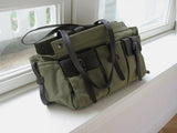 vintage olive cotton & leather L bag