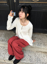 26SS★ [BAONHAUS] Latte Flower Over Long Sleeve Tee