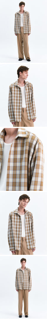 PATTERNED ETHNIC OMBRE CHECK SHIRT_BEIGE