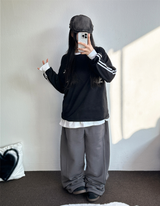 ヒップツーラインナンバーリングロゴスリーブTシャツ💙🤍🖤3カラー