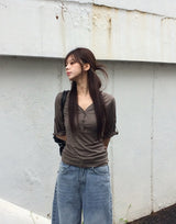 Diro Pocket Adjust Wide Washing Denim Pants