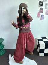 コーデュロイオールバンディングバルーンパンツ ❤🩶💚3COLOR