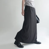 [made/4size] [Soan] リベット ピンタック ストライプ Hライン スリット ロングスカート 3カラー
