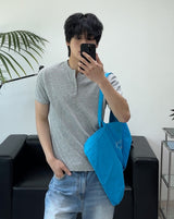 Lowden Slim Ribbed Henley Neck Short Sleeve Tee