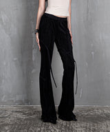 Strap Pleats Pants #Black