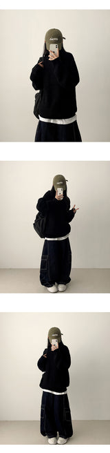 Tins Saint-Jean ステッチサイドカーブスリットカーゴデニムワイドパンツ