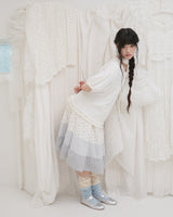 LACE LAYERED OVER KNEESOCKS / SKY BLUE