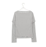 ニックス レイヤード ボタン ストライプ ロングスリーブ Tシャツ