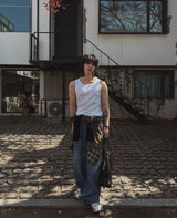 Mega washing checked layered shirt