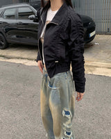 Side vintage denim pants