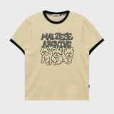 マルチーズアーカイブライングラフィックリンガー半袖Tシャツ