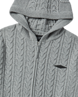 25FW ケーブルニットフーディージップアップ グレー