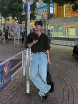 Solt curved denim pants