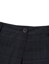 RUFFLE CHECKERED SKIRT CARGO PANTS(BLACK)