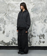 STRIPE BASIC LOGO ZIP-UP HOODIE_BLACK