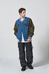 Overpatch Denim Varsity Jacket - KHAKI
