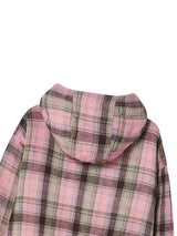 REVERSIBLE CHECK HOOD ZIP-UP BLACK