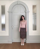 deep rose vintage chiffon midi sk