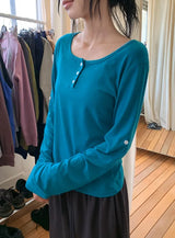 Lei Button Roll-up Long Sleeve Tee