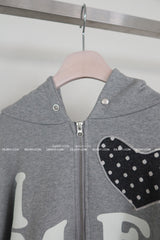 Heart patch oversized-fit hooded zip-up