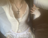 [only suzen] ロフィアクロスホワイトパールネックレス