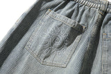 Striped Artwork Bermuda Pants (Light Blue)