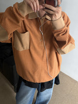 ASCLO エルボーパッチボーダーカラースウェットシャツ (4color)