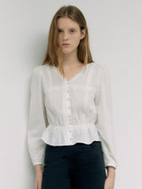 LACE SCALLOP BLOUSE WHITE