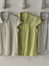 Vintage String Pintuck Shirts - Lime Green