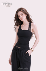 Back-Point Racer Asymmetrical Sleeveless Top