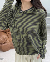 Peir Button Striped Hoodie