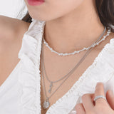 ウェーブ ガラスパール ネックレス＆ブレスレット(set)