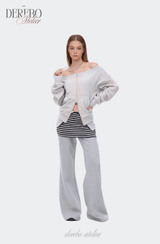 Gradient Off-Shoulder Zip-Up (TOP)