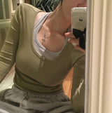 [Bellide made] Maiden Square Neck Long Sleeve T-shirt