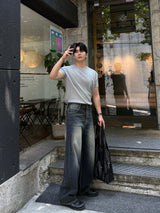 Cove banded wide denim pants