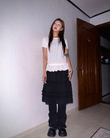 (2color) Frill Tiered Pants Layered Chiffon Skirt