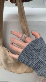 Metal punching line silver ring