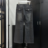 [Unisex] ストライプブラシセミワイドデニムパンツ