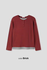 Henley neck layered long sleeves