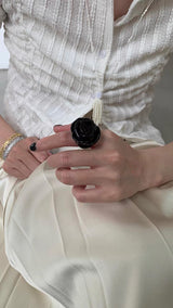 Black rose bold ring