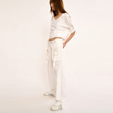 Layered Pocket Pant - White