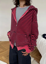 STRIPE WASHING HOOD ZIP-UP (2color)