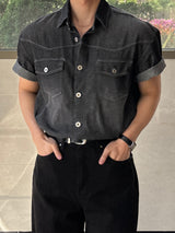 Males Western Denim Short Sleeve Shirt